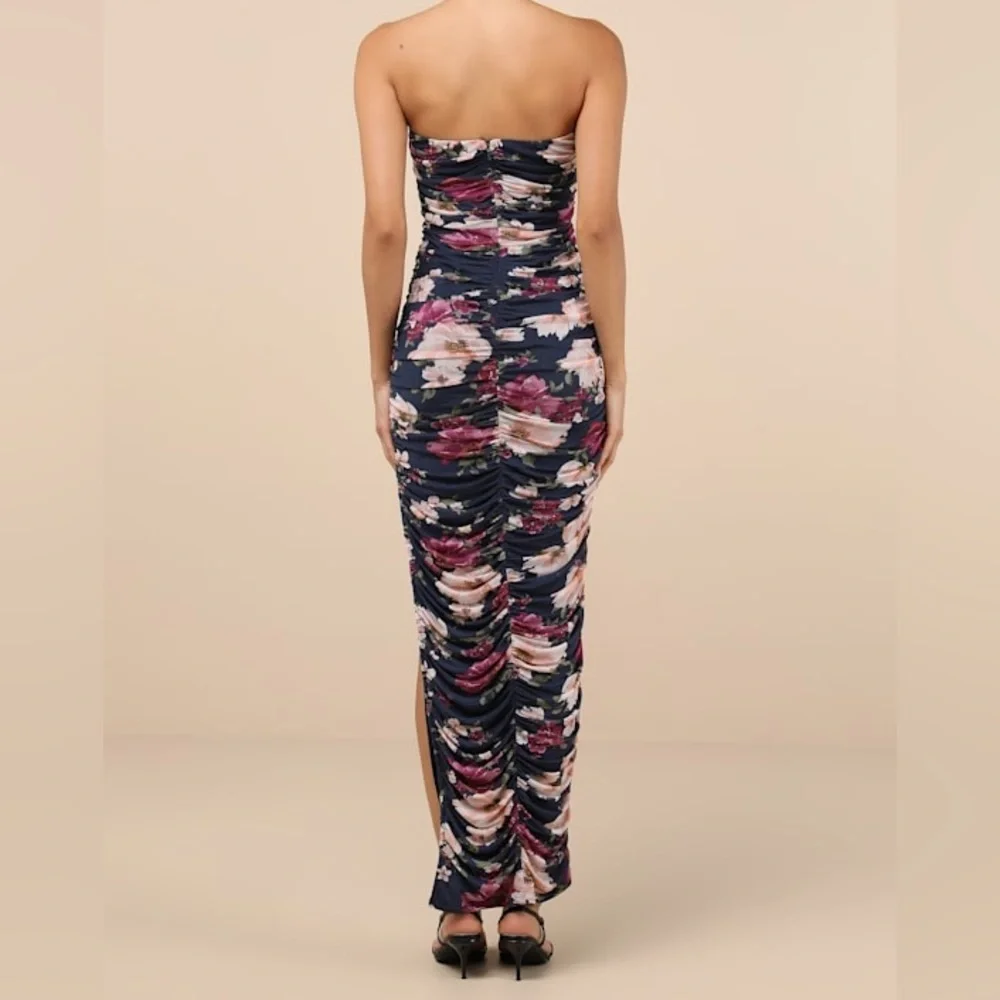 Lulus Averie Strapless Floral Maxi Dress M NWT Wedding Guest Formal - Picture 3 of 7